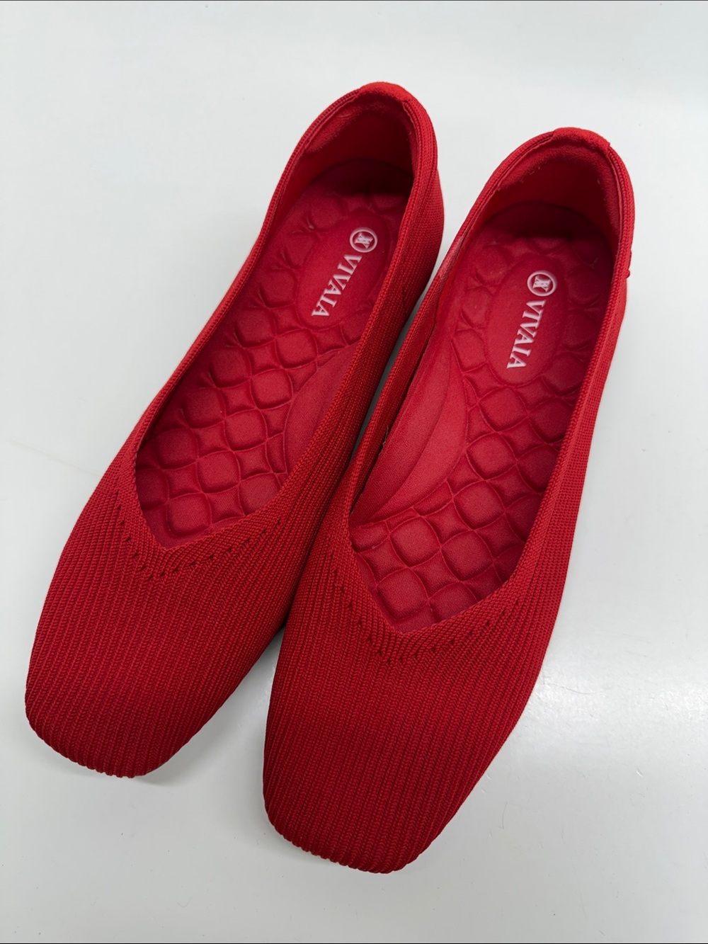 Vivaia Margot 2.0 Flats Slip On Washable Ballet Flat Shoes Square Toe Red 7.5